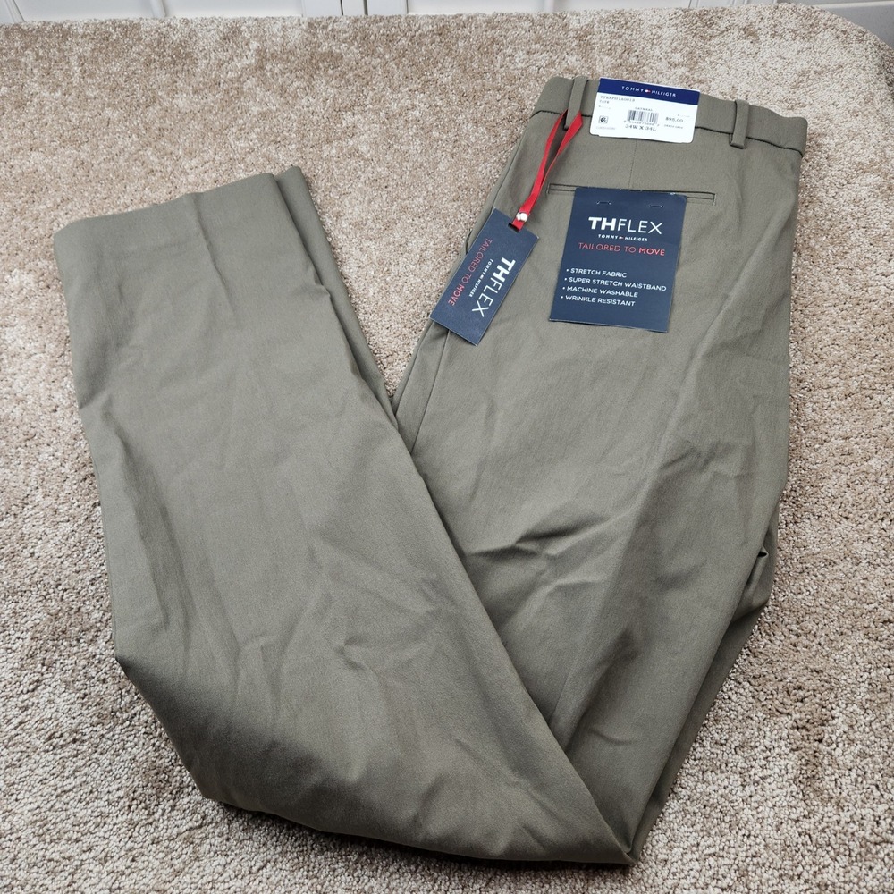 Tommy Hilfiger TH Flex Tate Pants 34x34 Oatmeal Stretch Tailored TTEAPH1A0013